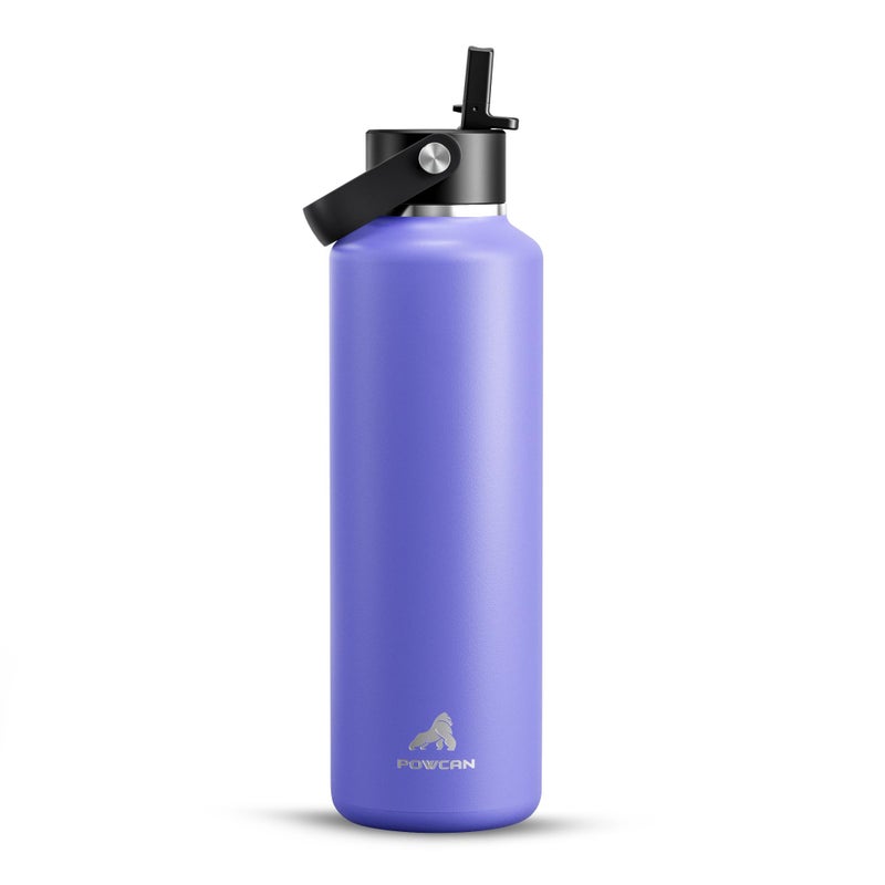 POWCAN 24 oz Travel Water Bottle: Standard Mouth, Leakproof, BPA-Free, Easy Hold Handle, Insulated Stainless Steel Thermos with Straw for School, Outdoors, Teens, Running, Sport, Trip (Violet's Tale) - Image 1