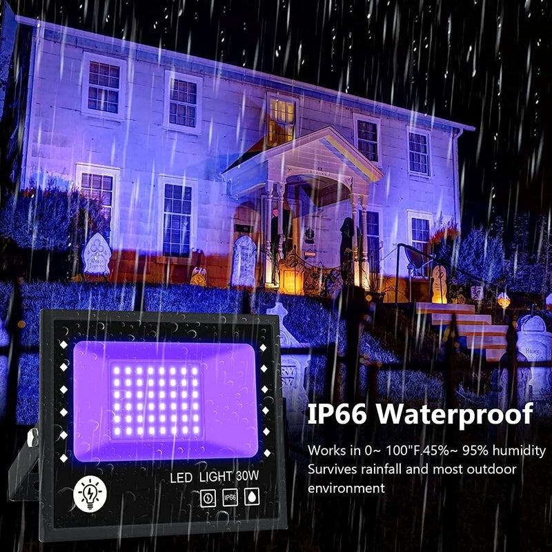 Indmird UV LED Black Light, 30W 395nm Ultraviolet LED Flood Light, IP66 Waterproof Ultraviolet Blacklight for Dog Cat Urine Pet Dry Stains Party Disco Club Aquarium Decorations - Image 3