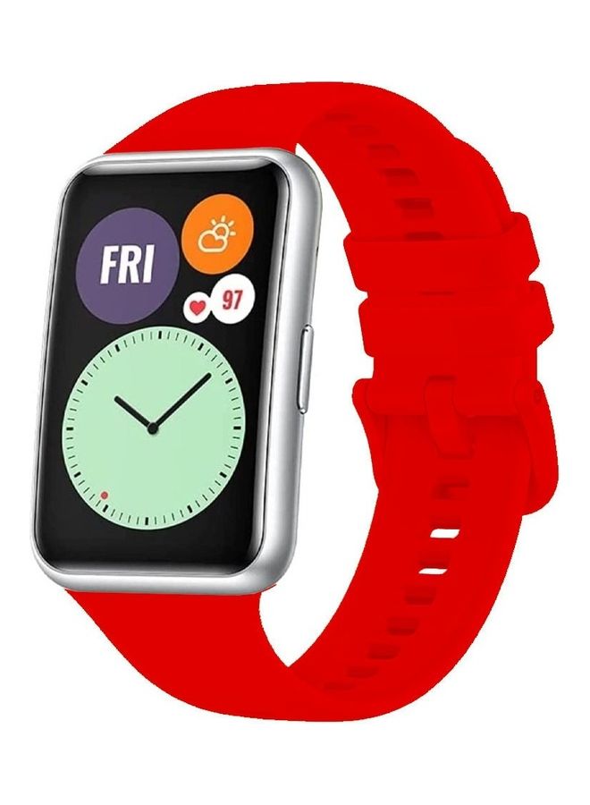 NIBEMINENT Adjustable Silicone Sport Watch Bands Replacement Wristband Compatible With Huawei Fit 2 Strap Red - Image 1