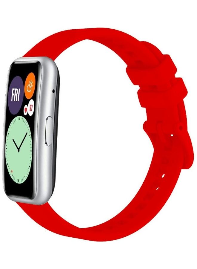 NIBEMINENT Adjustable Silicone Sport Watch Bands Replacement Wristband Compatible With Huawei Fit 2 Strap Red - Image 4