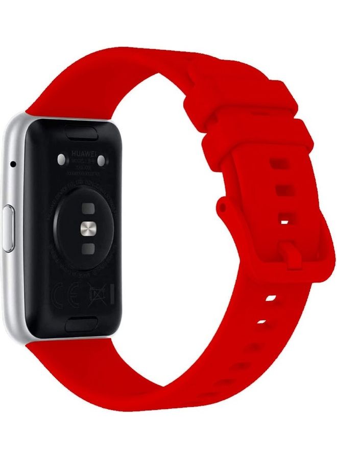 NIBEMINENT Adjustable Silicone Sport Watch Bands Replacement Wristband Compatible With Huawei Fit 2 Strap Red - Image 2