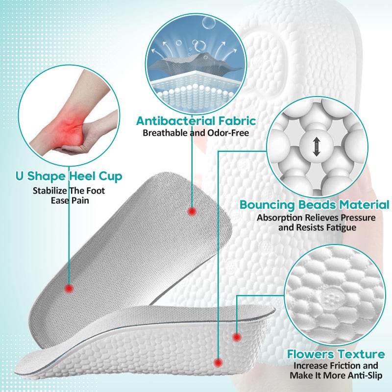 Sagry Brandone Insoles - Orthopedic High Pads 1.0 - Height Increase Insoles - Arch Support Insoles for Plantar Fasciitis, Flat Feet, Over-Pronation, Achilles Tendonitis, Foot Pain Relief (Gray, 1.0Inch) - Image 2