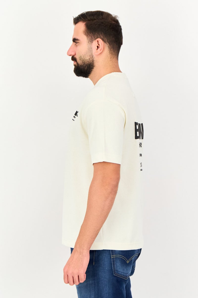 Blank Essentials Men Crew Neck Short Sleeve Graphic Print T-Shirt, Off White - Image 2