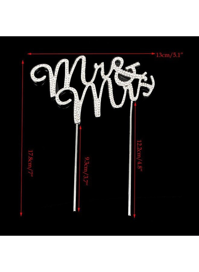 Yueton تاج كعكة كريستالي مزين بالأحجار اللامعة مونوغرام زفاف السيد والسيدة، تزيين كعكة - Image 2