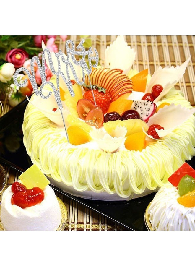 Yueton تاج كعكة كريستالي مزين بالأحجار اللامعة مونوغرام زفاف السيد والسيدة، تزيين كعكة - Image 5