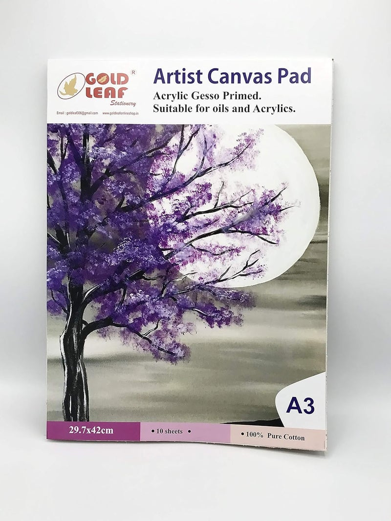 Goldleaf Artist Quality A3 10 Sheets Cotton Canvas Easel Sheets Artist Pad Plain Drawing for Coloring 400 GSM (A4 Portrait) - Image 1