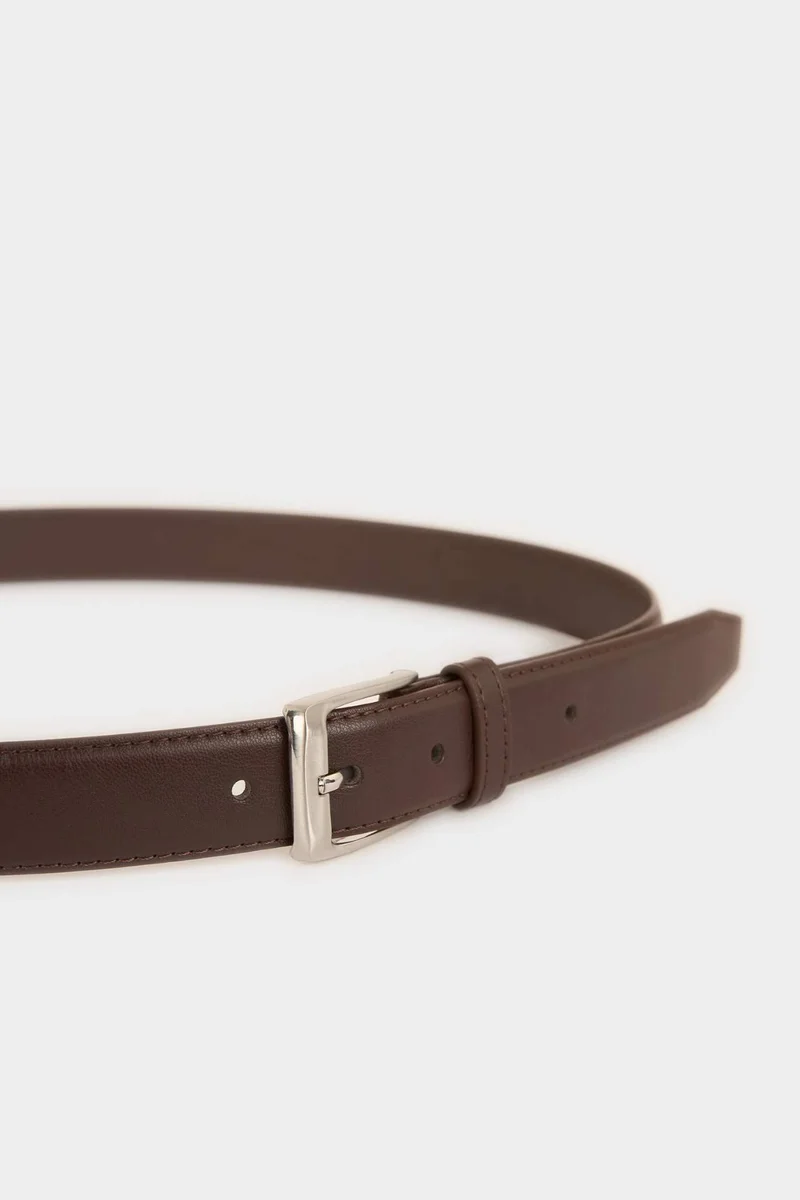 Defacto Man Rectangle Clasp Faux Leather Classic Belt