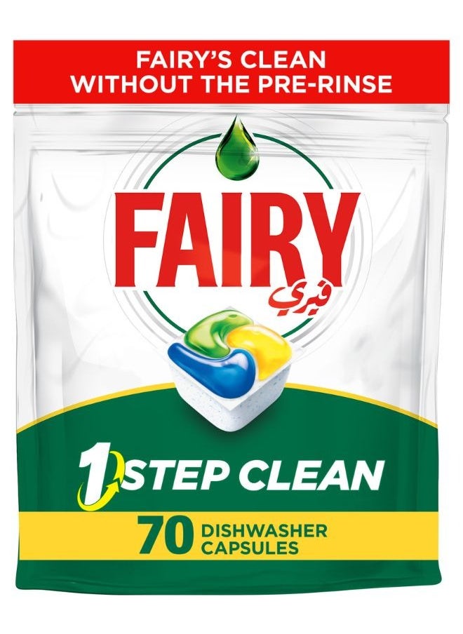 Fairy 1 Step Clean Automatic Dishwasher Tablets Lemon Scent 70 Tablets  - Image 1