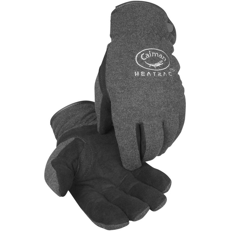 Caiman Deerskin Leather Palm Winter Work Gloves, Fleece Back, Heatrac Insulation, Touchscreen Compatible, Black, X-Large (2396-6) - Image 1