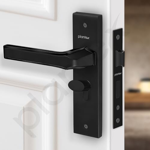 Plantex Heavy Duty Door Lock Set - Main Door Lock Handle Set/Mortise Locks with 3 Keys, Brass Body & Cylinder (8126 - Z Black & DC Black) - Image 4