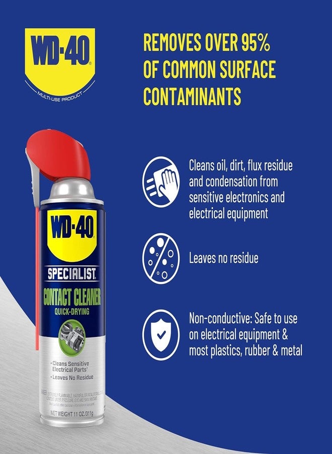 دبليو دي-40 منظف WD-40 Specialist® متعدد الأغراض للموصلات الكهربائية 400 مل - يزيل الأوساخ والغبار والزيوت وبقايا اللحام والرطوبة من الأجزاء والمعدات الكهربائية الحساسة بسهولة. عبوة من 3 قطع - Image 2