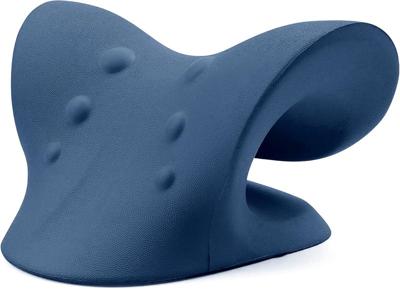 RESTCLOUD Neck and Shoulder Relaxer, Cervical Traction Device for TMJ Pain Relief and Cervical Spine Alignment, Chiropractic Pillow, Neck Stretcher (Dark Blue) - Image 2