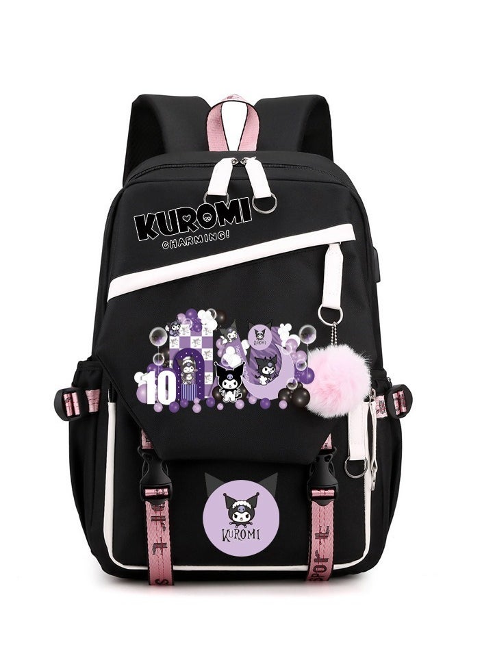 In Air Kuromi School Bags for Girls Gift Laptop Kuromi Kid Backpack 17 Inch Usb School Backpack Anime Cinnamoroll Melody Bags  - Image 1