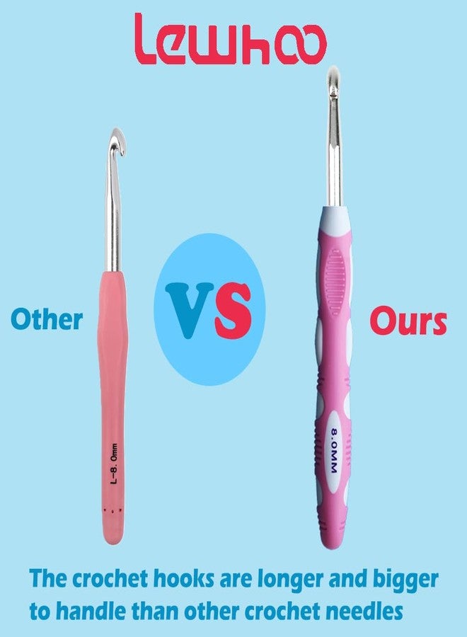 Lewhoo Crochet Hooks Set Ergonomic Grip Soft Handles Aluminum Crochet Hook Size L M N/P in Case, Size 7.0mm 8.0mm 9.0mm 10.0mm - Image 5