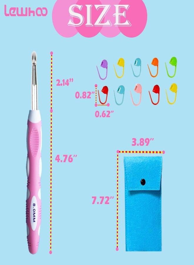 Lewhoo Crochet Hooks Set Ergonomic Grip Soft Handles Aluminum Crochet Hook Size L M N/P in Case, Size 7.0mm 8.0mm 9.0mm 10.0mm - Image 3
