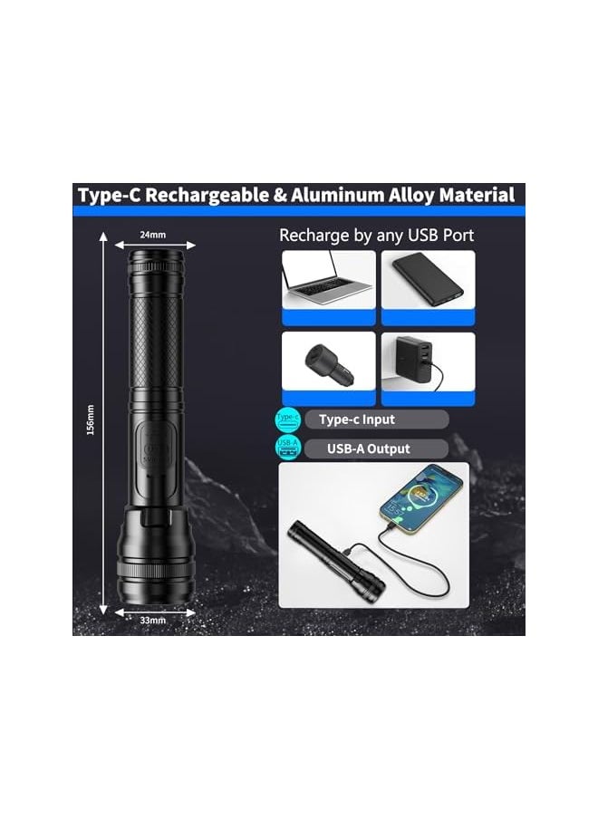 PROMASS promass Super Bright 20000 High Lumens Tactical Flashlight,Magnetic LED Flashlights USB C Charging,LCD Power Display Torch 5 Modes Zoomable Waterproof for Camping,Outdoor,Emergency,Everyday Carry  - Image 5