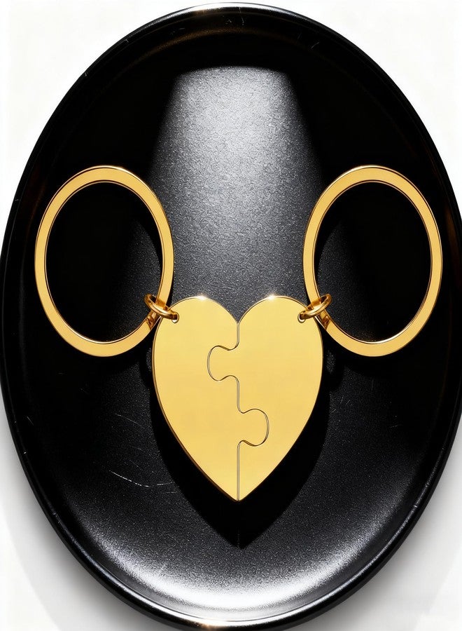 EUEAVAN Broken Heart Keychain Best Friend BFF Foever Two Half Hearts Keyring Matching Couples Jewelry Valentine's Day Gift (2, gold) - Image 4