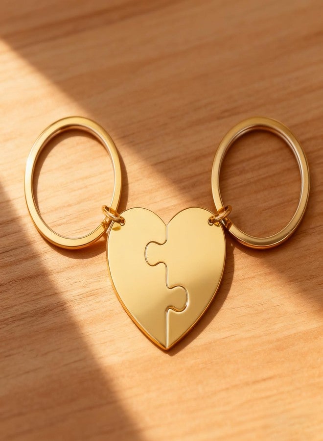 EUEAVAN Broken Heart Keychain Best Friend BFF Foever Two Half Hearts Keyring Matching Couples Jewelry Valentine's Day Gift (2, gold) - Image 2