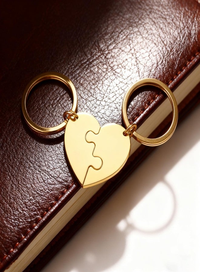 EUEAVAN Broken Heart Keychain Best Friend BFF Foever Two Half Hearts Keyring Matching Couples Jewelry Valentine's Day Gift (2, gold) - Image 3