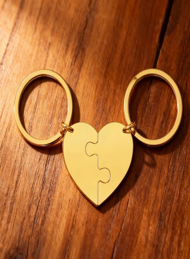 EUEAVAN Broken Heart Keychain Best Friend BFF Foever Two Half Hearts Keyring Matching Couples Jewelry Valentine's Day Gift (2, gold) - Image 5