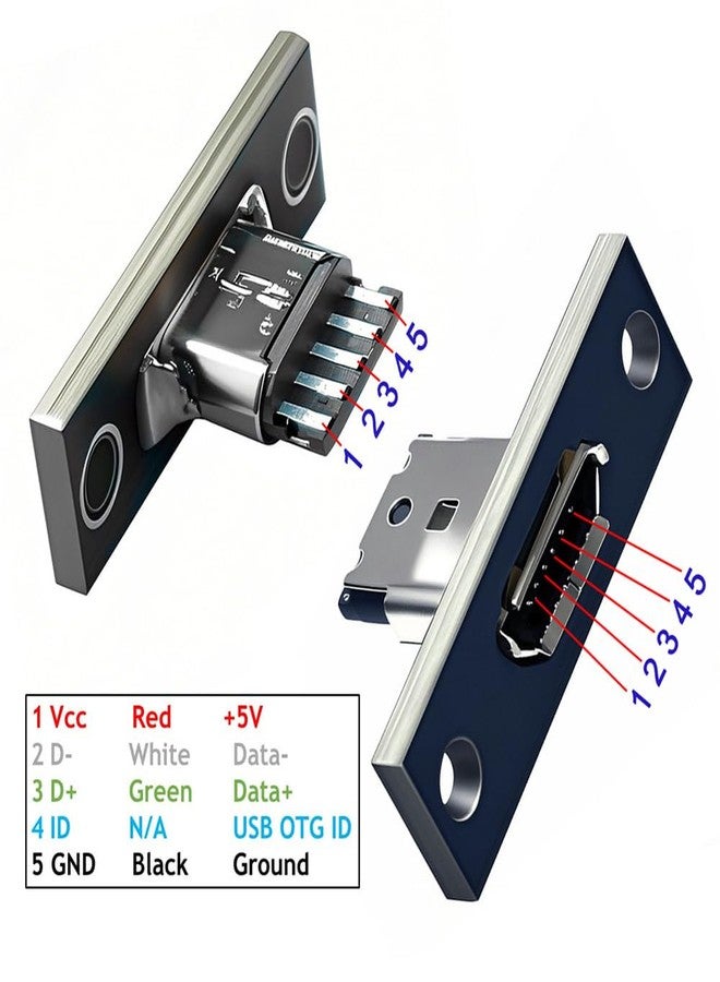 xiwai Micro-USB 5Pin Female Type-B DIY OEM Socket Connector Panel Mount Type with PC Board USB 2.0 Pinout 5pcs/Set - Image 2