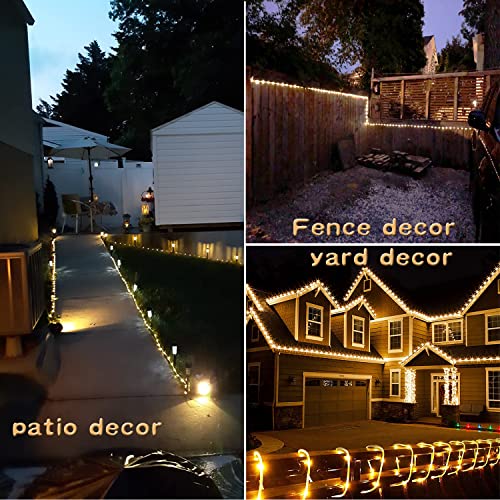 Honche Solar Rope Light 33FT 100L IP65 Weatherproof Outdoor LED Copper Fairy String Tube Lights for Party Garden Porch Yard Home Wedding Vacation Daily Holiday Tree Decoration Lighting (Warm White) - Image 4