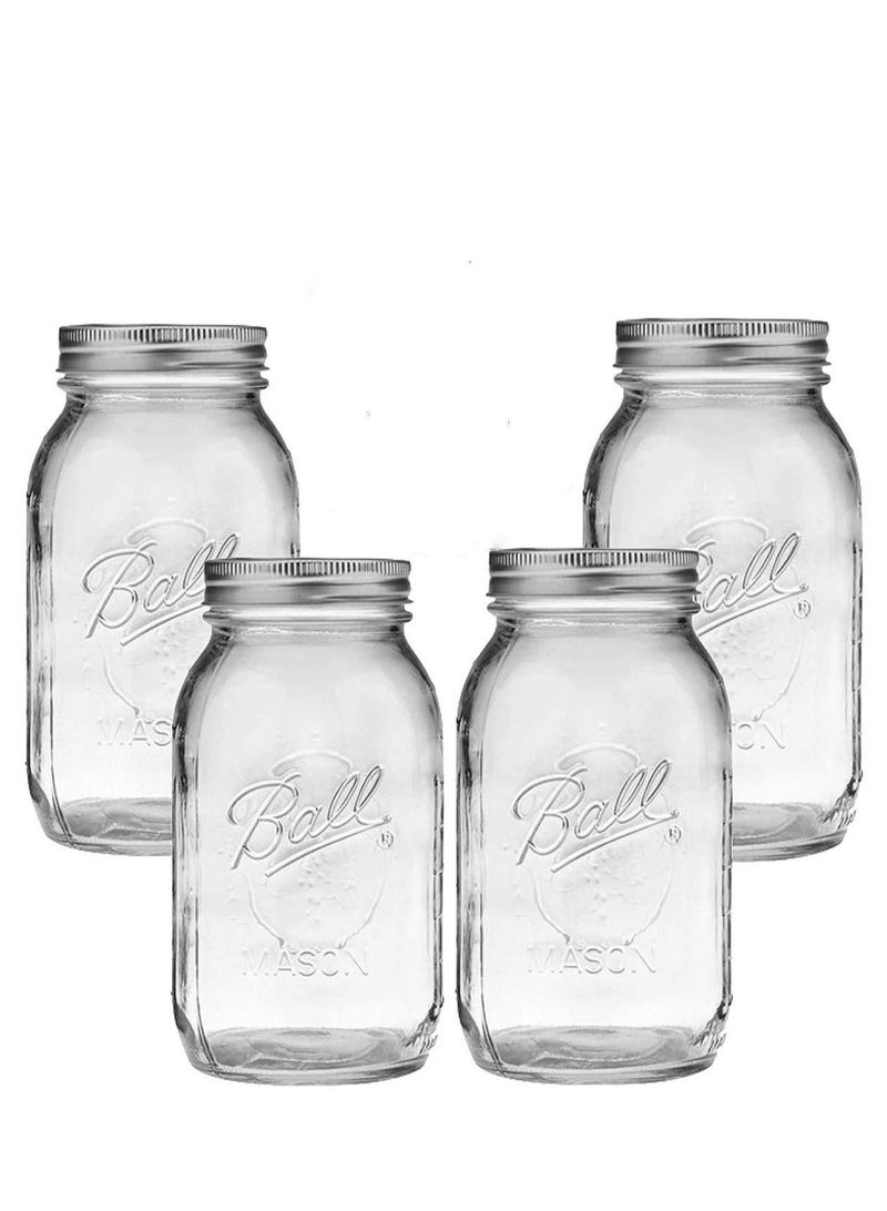 سيوسي حزمة 32 أونصة لبرطمانات الكرة ماسون مجموعة من 4 أوعية تعليب زجاجية - برطمانات تعليب زجاجية بأغطية - Image 1
