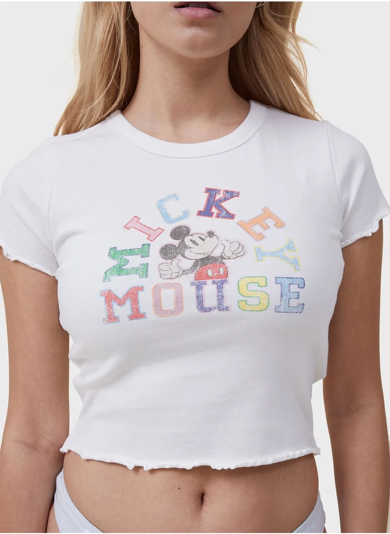 Cotton On Body Crew Neck Mickey Mouse Printed T-Shirt