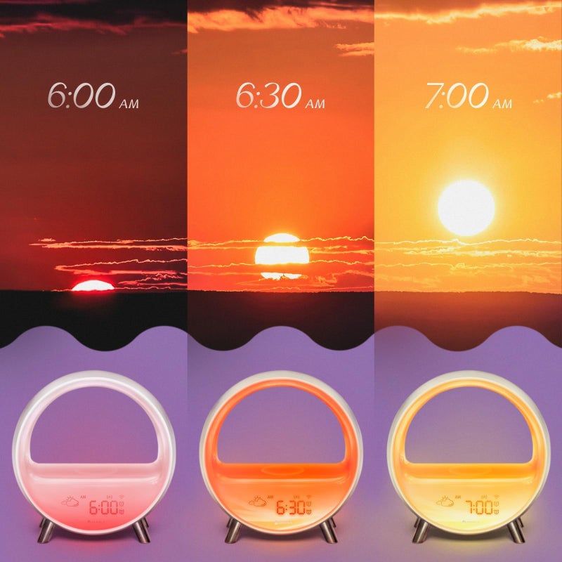 Dekala 5G Arches Gradual Sunrise Alarm Clock Loud Alarm Clock for Heavy Sleepers with Wireless Charging Sunset White Noise Sleep Sound Machine Touch/App/Button Control Best Valentine's Day Gift - Image 2