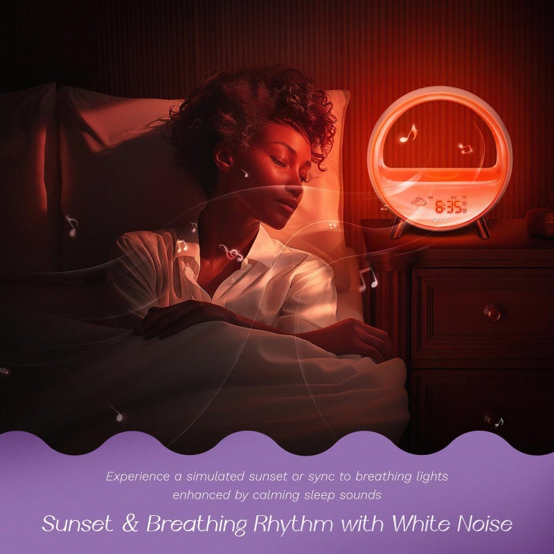 Dekala 5G Arches Gradual Sunrise Alarm Clock Loud Alarm Clock for Heavy Sleepers with Wireless Charging Sunset White Noise Sleep Sound Machine Touch/App/Button Control Best Valentine's Day Gift - Image 3