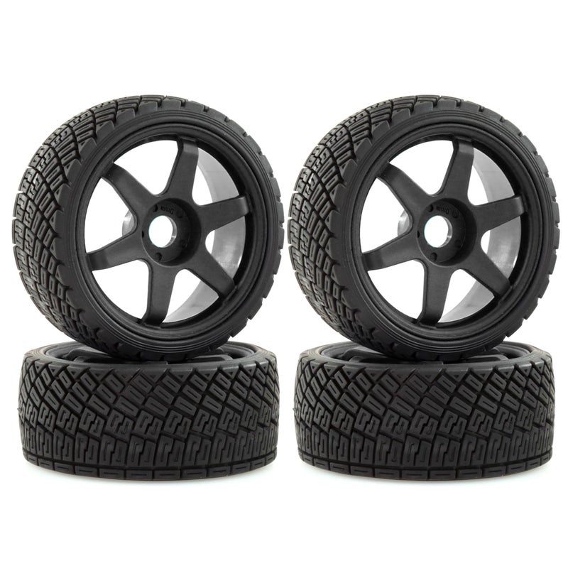 REDSPIDER18 RC Rally Car Tires On Road Tyres 17mm Hex Plastic Wheels Rims Compatible with 17 18 Scale Racing Car KM WRC C3 ARRMA Felony Infraction Limitless RC OnRoad Car Black 1 - Image 2