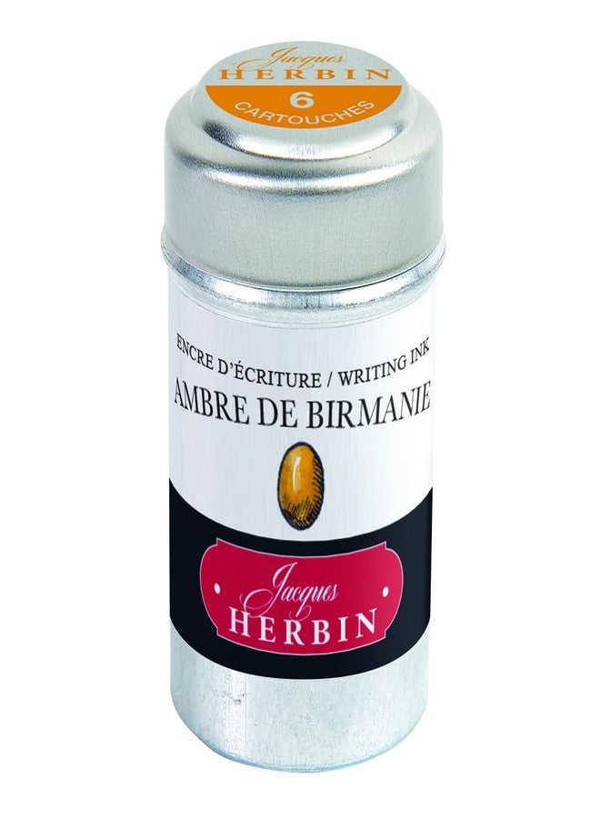 Herbin J Fountain Pen Ink - 1 tin of 6 cartridges - Ambre de Birmanie - Image 1