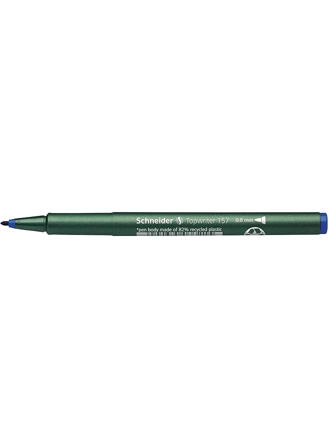Schneider Topwriter 157 Fiber Tip Pen.8Mm Green Barrel Blue Ink Box Of 10 115703 - Image 4