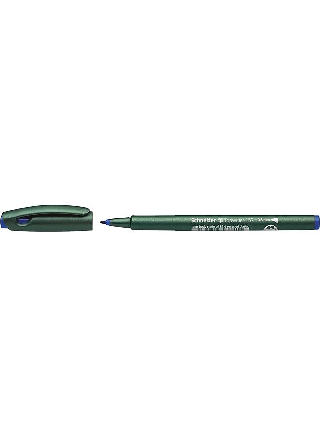 Schneider Topwriter 157 Fiber Tip Pen.8Mm Green Barrel Blue Ink Box Of 10 115703 - Image 3