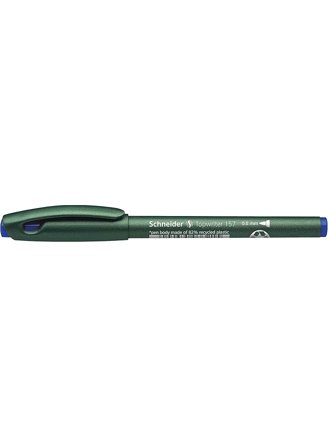Schneider Topwriter 157 Fiber Tip Pen.8Mm Green Barrel Blue Ink Box Of 10 115703 - Image 2