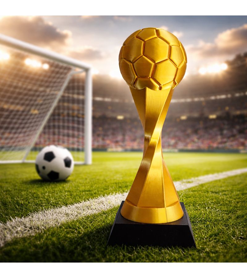 1pc 3D Printed Golden Football Trophy Statue Soccer Cup Figure For Home Decor Party Gift Competition Daily Display - Image 2