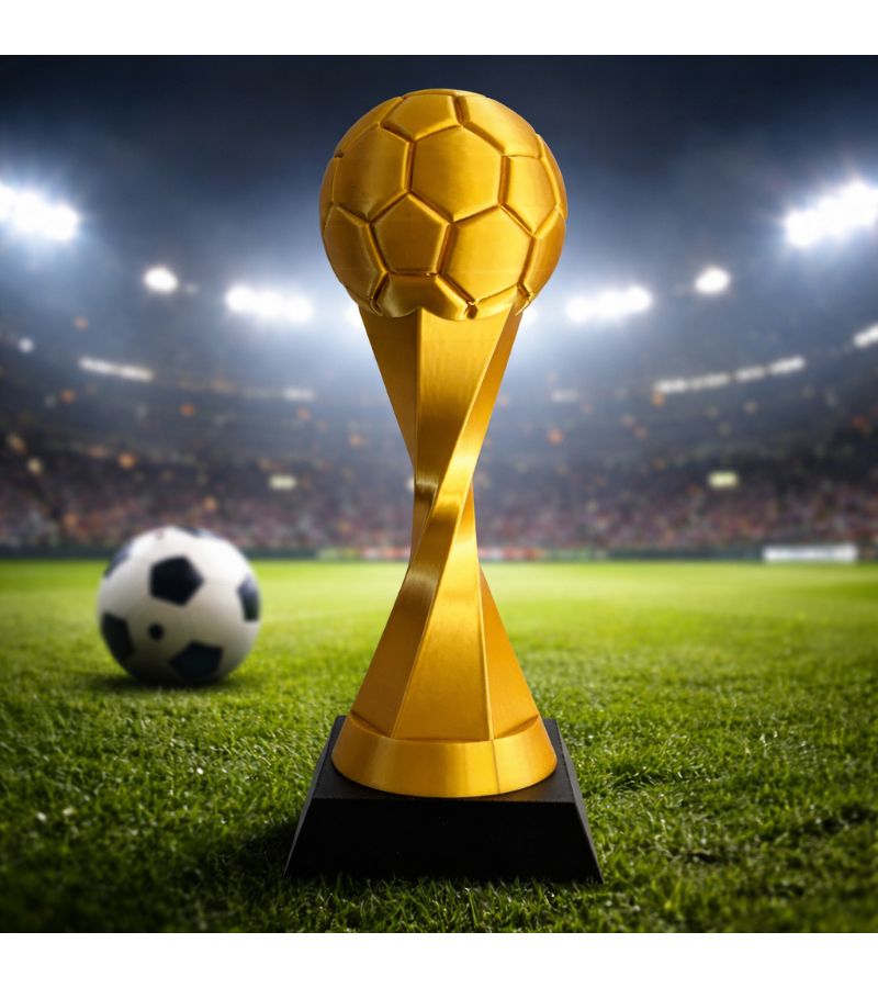 1pc 3D Printed Golden Football Trophy Statue Soccer Cup Figure For Home Decor Party Gift Competition Daily Display - Image 1