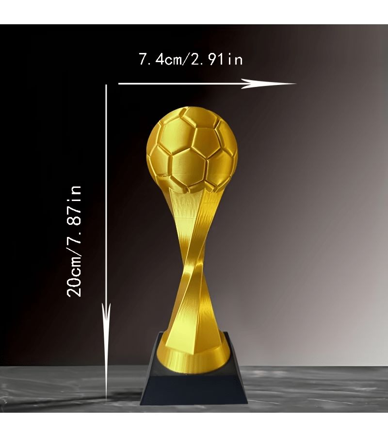 1pc 3D Printed Golden Football Trophy Statue Soccer Cup Figure For Home Decor Party Gift Competition Daily Display - Image 3