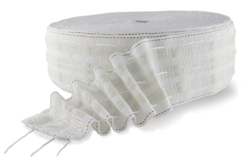 MJMP Curtain Pleating Tape 10 Yards White British Style, Perfect for Making Home Decor Projects.(10 Yards 2.8 Inch) - Image 1