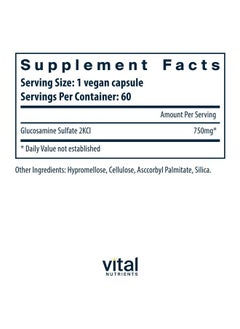 Vital Nutrients Vegan Glucosamine Sulfate 750mg | Healthy Cartilage, Mobility, and Joint Support Supplement | Vegetable Source of Glucosamine | Gluten, Dairy, Soy Free | Non-GMO | 60 Capsules - pzsku/Z743094CFB42DD906C705Z/45/_/1739864295/573475a6-5056-48a4-adc3-35b79008a7eb