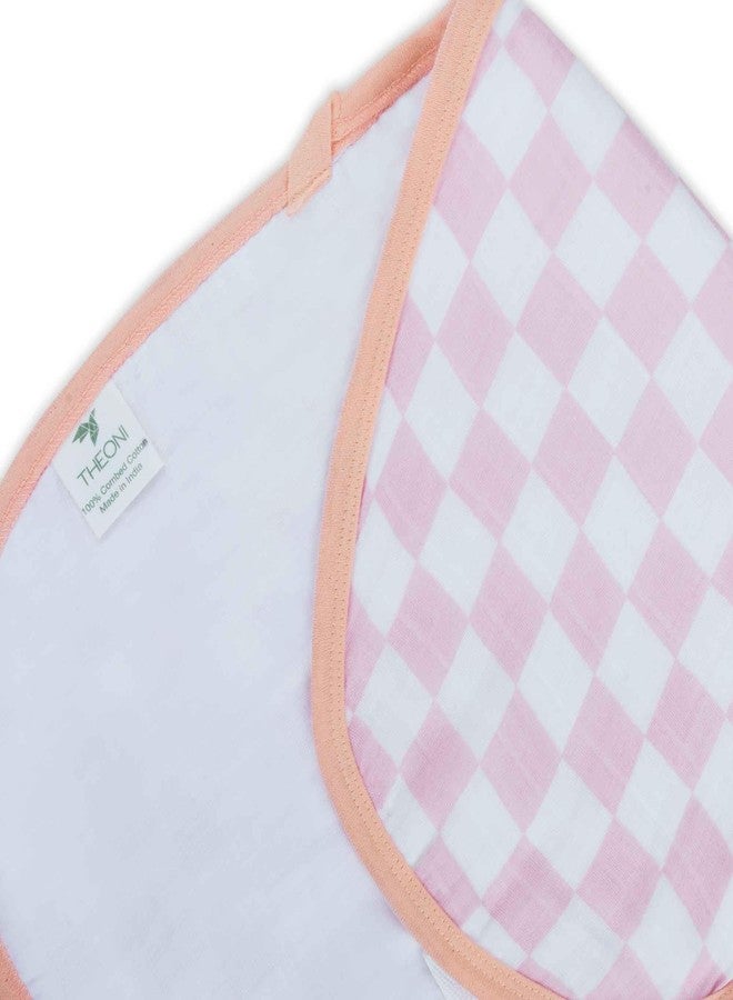THEONI Cotton Muslin 3Layer Burpy Bib, 2-in-1 Bib-Violet Chequer - Image 3