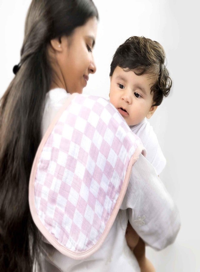 THEONI Cotton Muslin 3Layer Burpy Bib, 2-in-1 Bib-Violet Chequer - Image 5