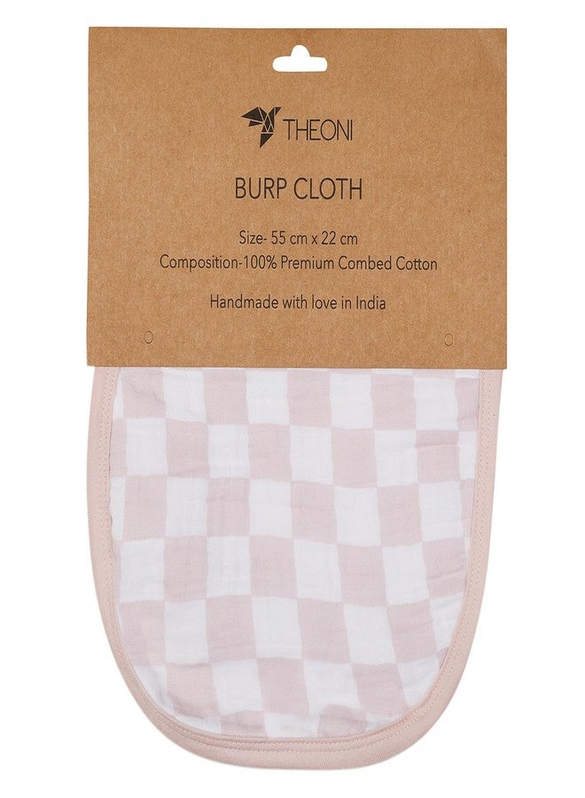THEONI Cotton Muslin 3Layer Burpy Bib, 2-in-1 Bib-Violet Chequer - Image 4