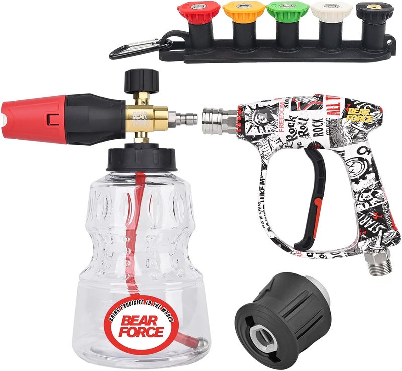 BEAR FORCE Pressure Washer Spray Gun M22-ID14mm &1/4"Quick Connector Snow Foam Lance 1L Set for Bosch,for Nilfisk, for STIHL, for Gerni Pressure Washer, CarWash, Car Cleaning, Car Care Detailing - Image 1