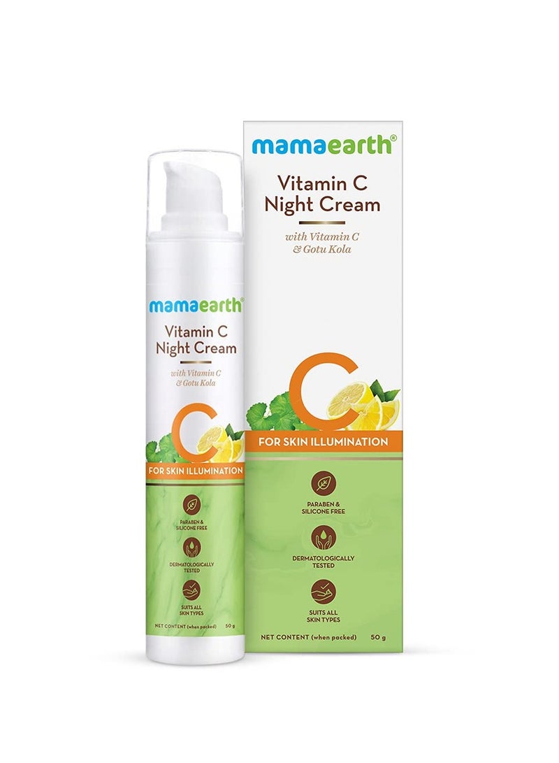 Mamaearth Mamaearth Vitamin C Night Cream for Skin Illumination | Helps Reduce Spots & Replenishes Lost Radiance | Enhances Collagen with Gotu Kola | 1.76 Oz (50g)