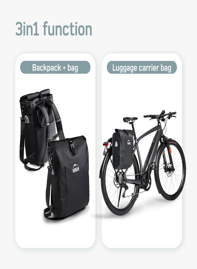 Borgen Bicycle Bag for Pannier Rack, 25 L, 100% Waterproof, Carry Handle and Shoulder Strap, Rear Bicycle Bags for Pannier Rack, Pannier Rack Bag, Bike Accessories - Image 3