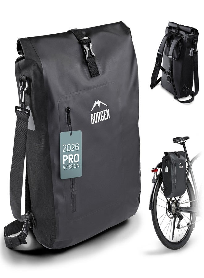 Borgen Bicycle Bag for Pannier Rack, 25 L, 100% Waterproof, Carry Handle and Shoulder Strap, Rear Bicycle Bags for Pannier Rack, Pannier Rack Bag, Bike Accessories - Image 1