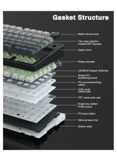 AULA AULA F75 Pro Wireless Mechanical Keyboard,75% Gasket Hot Swappable Custom Keyboard,RGB Backlit,Pre-lubed Reaper Switches,Side Printed PBT Keycaps,2.4GHz/USB-C/BT5.0 Mechanical Gaming Keyboard  - Image 4