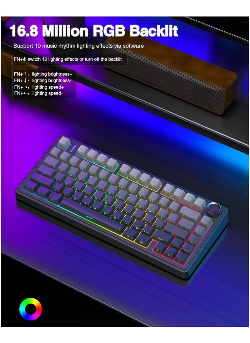 AULA - AULA F75 Pro Wireless Mechanical Keyboard,75% Gasket Hot Swappable Custom Keyboard,RGB Backlit,Pre-lubed Reaper Switches,Side Printed PBT Keycaps,2.4GHz/USB-C/BT5.0 Mechanical Gaming Keyboard - Image 1
