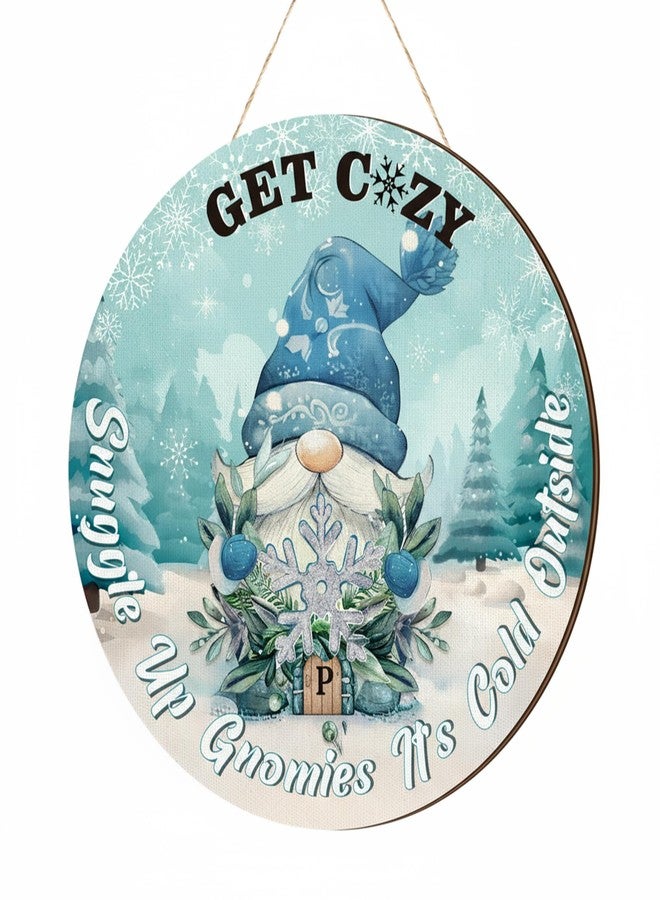 تشونفول لافتات غنوم شتوية رائعة لتزيين باب المنزل الأمامي، لافتات خشبية ترحيبية شتوية دافئة من غنوم "الجو بارد بالخارج" لتزيين الشرفة الخارجية، إكليل خشبي مزين برقاقات الثلج لتزيين الجدران في عيد الميلاد - Image 1